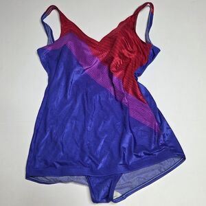 Vintage Jantzen One Piece Bathing Suit Swim Size 16 Blue Retro Sexy Made In USA